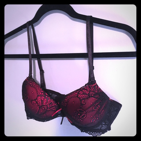 Red and black lace push up bra 34A - Picture 1 of 8